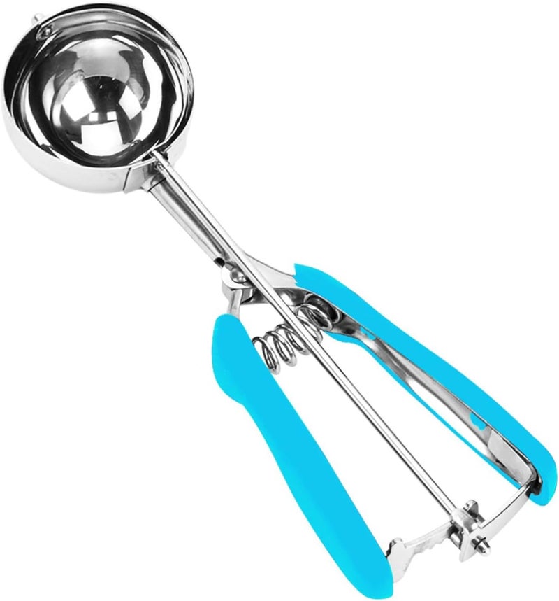 LLESCA Ice Cream Scoop, Cookie Scoop, 5.3 Tbsp/ 80 ml/ 2.7 oz Cookie Scoops for Baking, 18/8 Stainless Steel Cookie Scooper for Baking, Ice Cream Scooper with Trigger Release, Cookie Dough Scoop(Blue) - Image 1